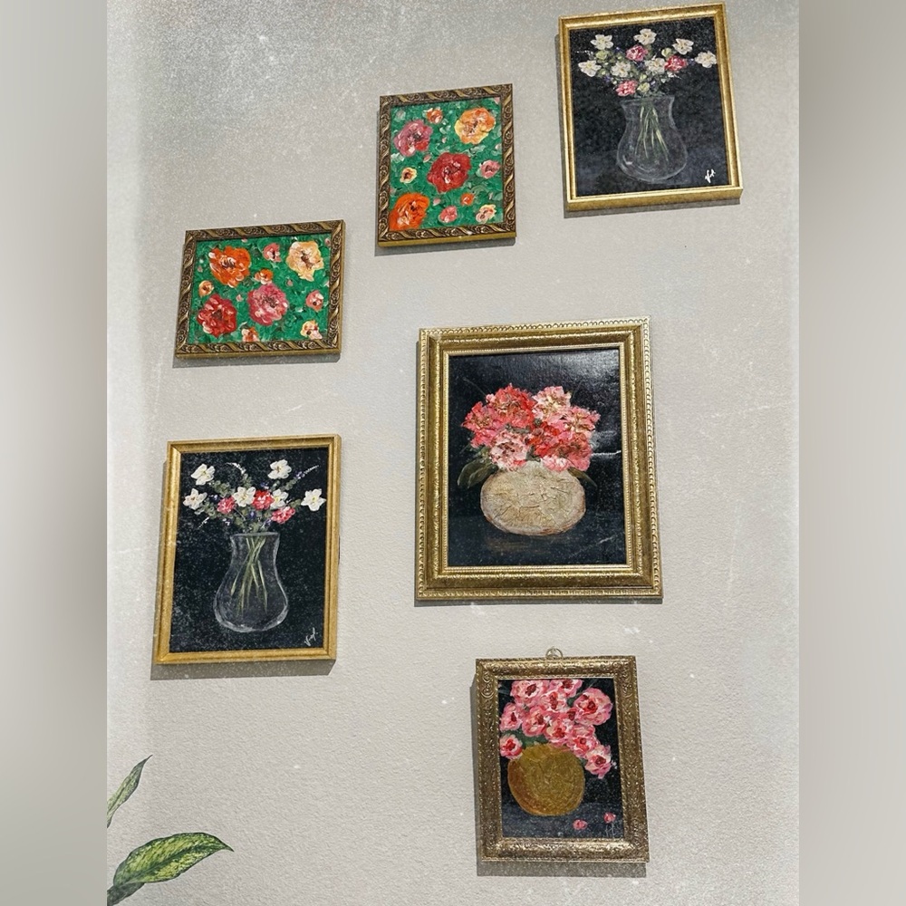 6 original art paintings with a frame
